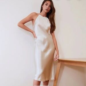 Aritzia Babaton Lato Satin Halter Midi Dress